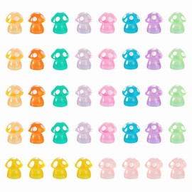 40 PCS Mini Resin Mushroom, Mini Resin Animals Tiny Mushroom Figurines Glow in the Dark, Miniature Figurine Luminous Ornaments for Garden DIY Craft Micro Landscape Car Aquarium Dollhouse Decoration