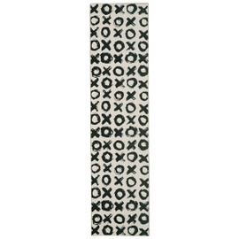 Linon Home Decor Products The Anywhere Washable Rug Boden Ivory & Black 2' X 8' Runner Rug