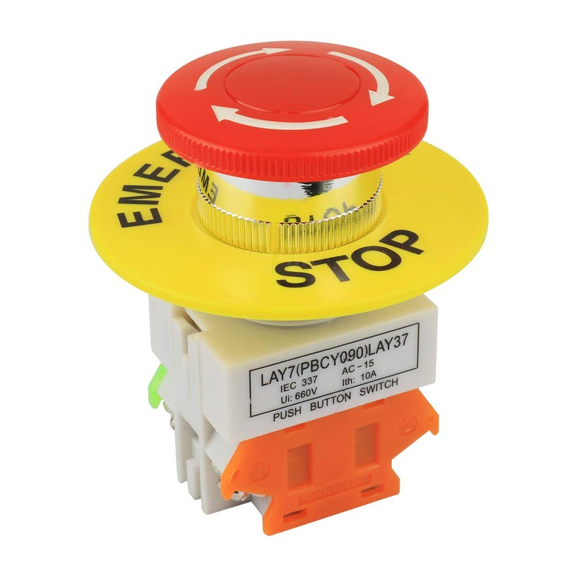 Nxtop 2PCS Red Mushroom Cap 1NO 1NC DPST Emergency Stop