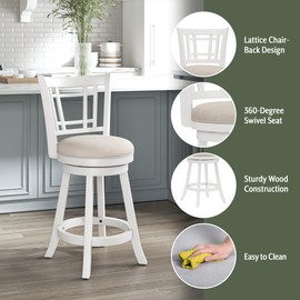 Hillsdale Fairfox 24.5" Wood Swivel Counter Height Stool, White