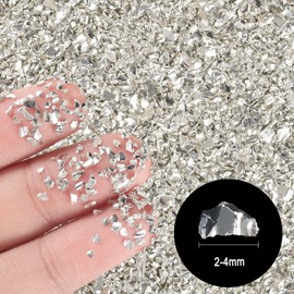 Ceya Purpurina de cristal triturado de 300 g/10.6 oz plata de 2-4 mm de grosor para manualidades de resina epoxi para hacer joyas, relleno de jarrones, pintura geoda, posavasos, decoración de uñas