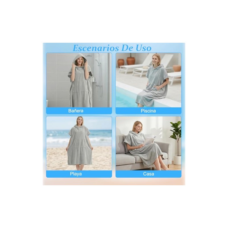 Poncho de Surf con Capucha de Microfibra, Poncho de Secado
