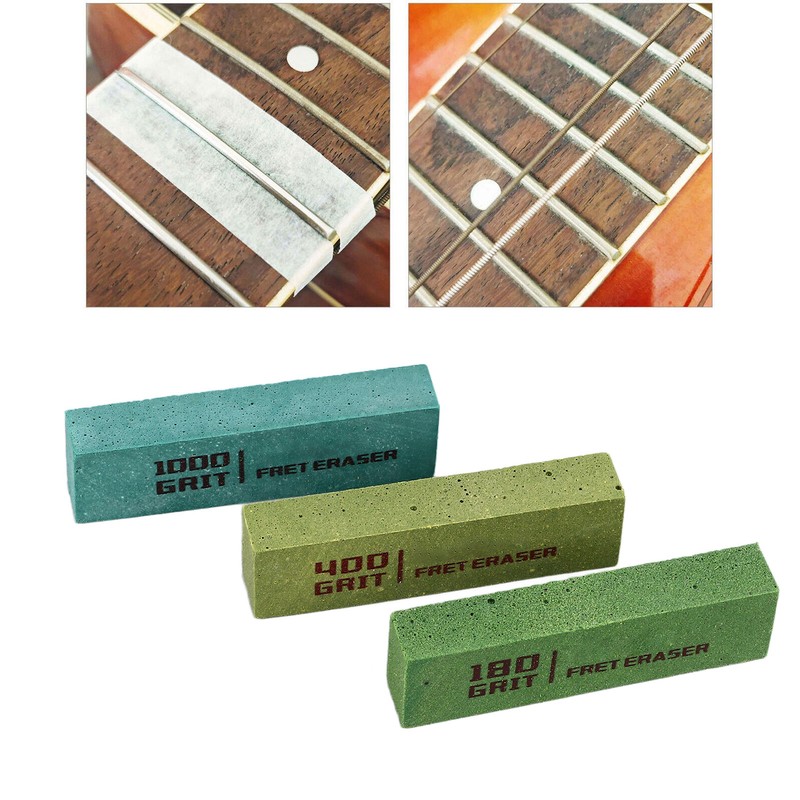 3PCS Guitar Fret Erasers Fret String Polishing Abrasive Rubber Blocks