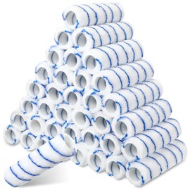 Jerify 36 Pcs 1/2 x 9" Paint Roller Covers Microfiber Roller Paint Brush Naps for Wall House Supplies Kit(White, Blue)