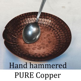 Vissmarta Pure Copper Spoon Rest Dish Bowl Counter Hammered Kitchen Utensil Holder Stove Top Cooking Accessories Countertop Handmade Solid Farmhouse Rustic Handcrafted Antique Small Set of 2