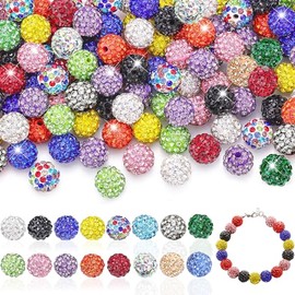100 Abalorio de Diamantes de Imitación de 10mm,Abalorio de Arcilla con Diamantes de Imitación para Hacer Joyas,para Collar de Béisbol,Bisutería Pulsera DIY Manualidades (Mezcla de 23 colores)