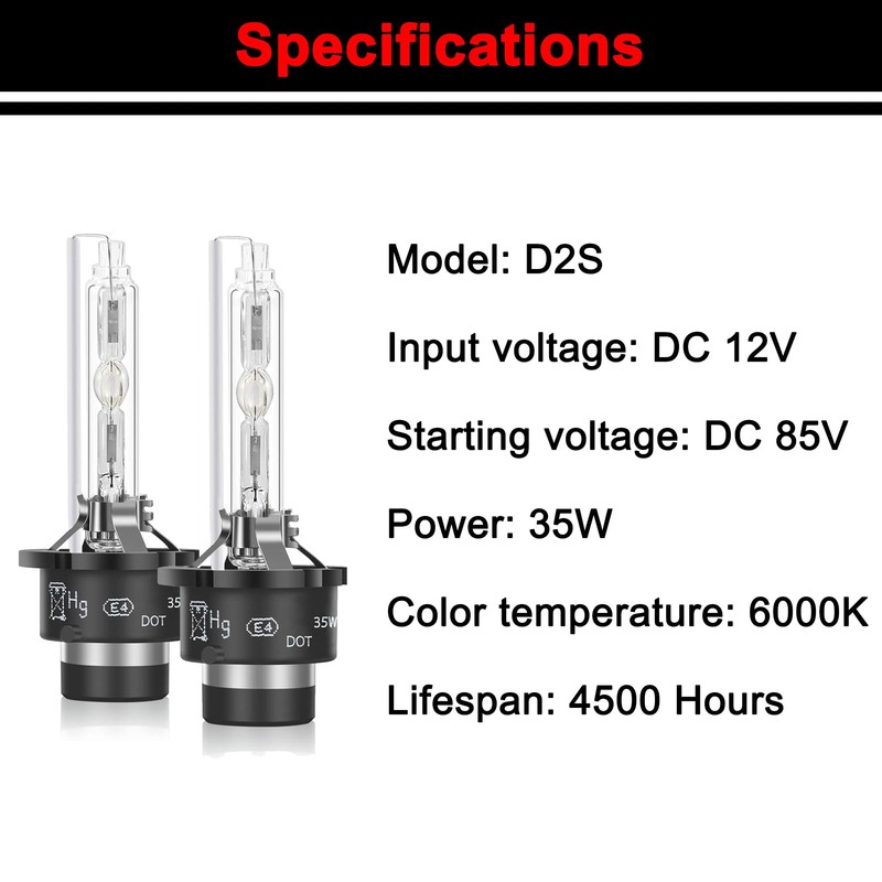 FAXCARS D4S HID Headlight Bulbs, 6000K Xenon White 150% Brighter,