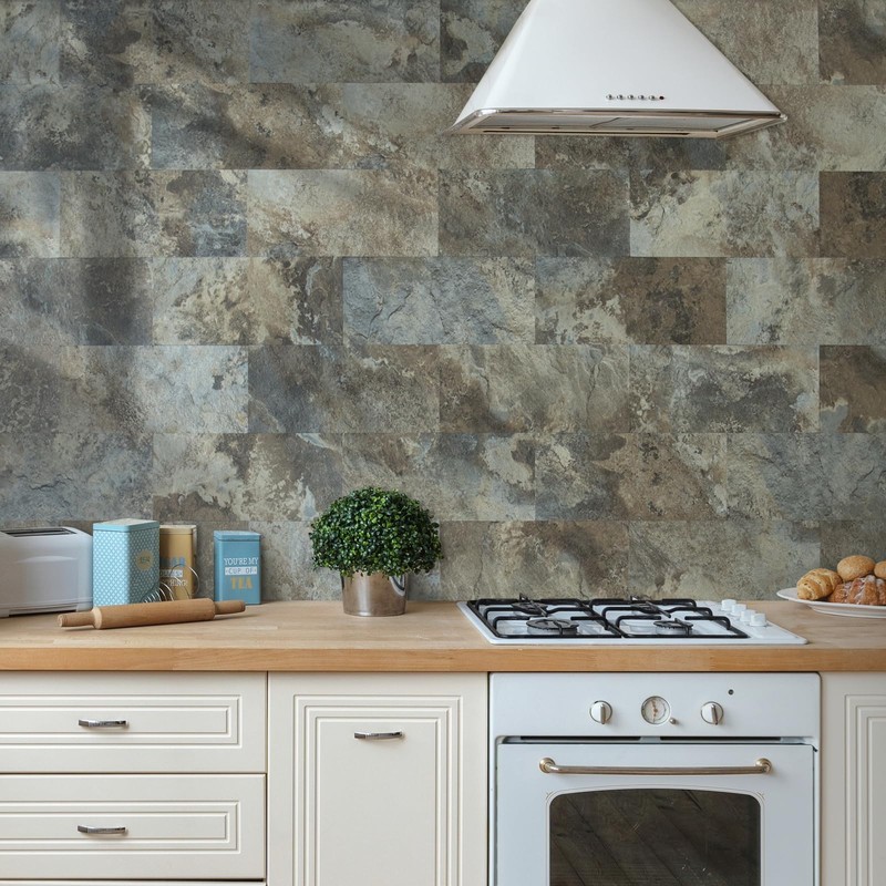 AULIGET 20-Piece Beige & Brown Slate Peel and Stick Backsplash