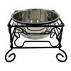 YML 10-Inch Black Wrought Iron Stand with Single Stainless Steel Feeder Bowl