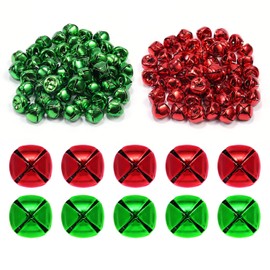 LUTER 100pcs Christmas Jingle Bells, 0.5 Inch small Christmas Jingle Bells Ornaments 50pcs Green Bells 50pcs Red Bells Jingle Bells Bulk for Wreath Jewelry Making Home Christmas Decoration