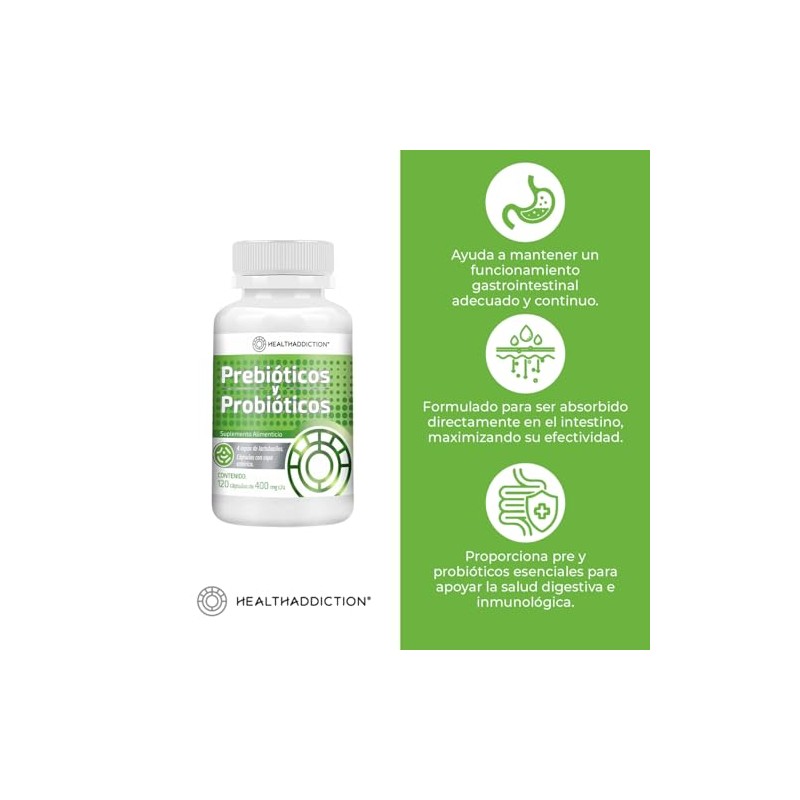 HEALTHADDICTION - Probióticos y Prebióticos Fórmula Avanzada con 4 Cepas