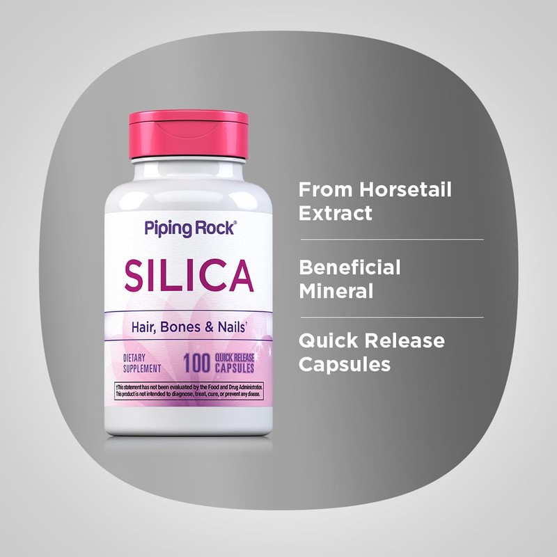 Piping Rock Silica Supplement 500mg | 100 Capsules | Horsetail