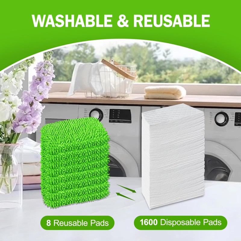 8 Pack Reusable Mop Pads Compatible with Swiffer Sweeper, Dry