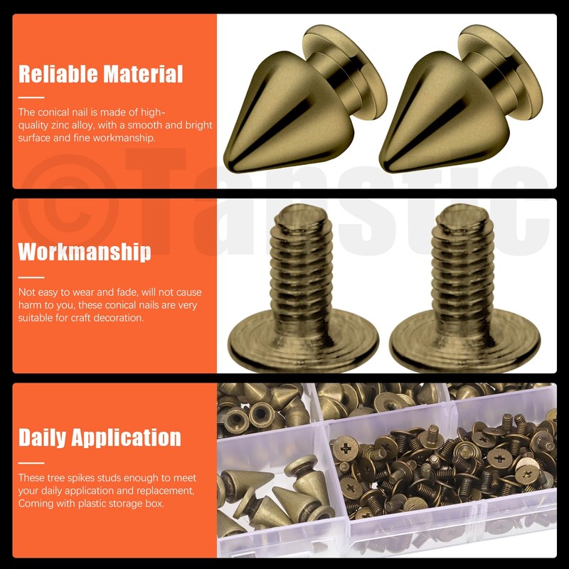Tanstic 176 Sets Punk Spikes and Studs Kit, 8 Sizes