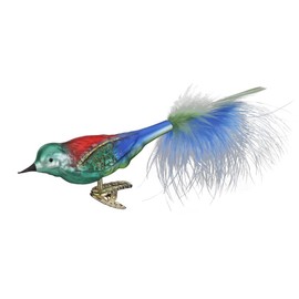 Christmas Tree Decoration Glass 10 cm Bird on Clip Mouth-Blown Hand-Painted Christmas Baubles Colourful