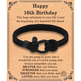 EFVISD 16 Year Old Boy Birthday Gift Ideas, 16th Birthday Gifts for Boys, Cool Braided Rope Bracelet for Him Boys Son Grandson Nephew Brother Boyfriend Friends