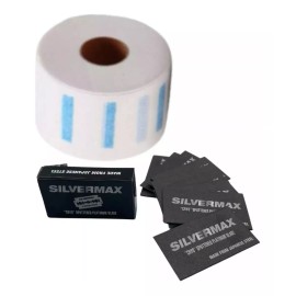 Baregk Silver Max Paq Barbería 100 Tiras Papel Cuellero + 5 Navajas Acero