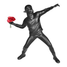Banksy Statue Banksy Figure Sculpture The Flower Launcher, Modern Abstract Art Sculptures Decoration Black Street Art for Home Office Living Room Collecting Art Decorations