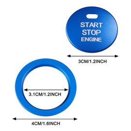 TOMALL Aluminum Engine Start Stop Push Button Cover Trim Compatible with Subaru Forester Legacy Impreza Outback Ascent BRZ XV Car Engine Ignition Start Button Cap Surrounding Trim Ring (Blue)