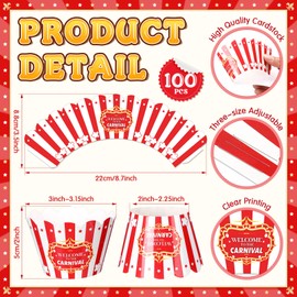 Epakh 100 Pcs Popcorn Cupcake Wrappers Red White Striped Baking Cups Wrapper Circus Party Supplies Carnival Decorations for Movie Night Carnival Birthday Circus Theme Party Decoration Dessert Supplies