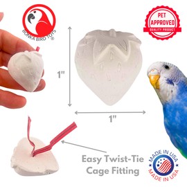 Bonka Bird Toys 1443 Mini Strawberry Calcium Treat 1" x 1" Calcium Block for Small to Medium Birds Parrots Parakeets Cockatiels Lovebirds Canaries Foraging Cage Mineral