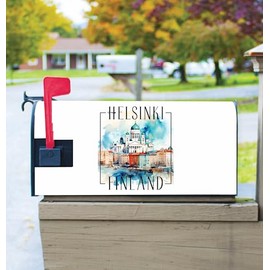 Helsinki Finland Watercolor Helsinki Cathedral Design Souvenir Magnetic Mailbox Cover