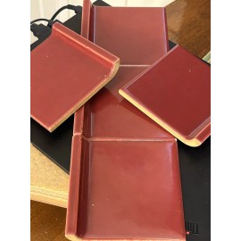 USQTCO - Romany Romany - Spartan Vintage 1950's Burgundy 4 1/4” Cove Base Tiles - New Old Stock