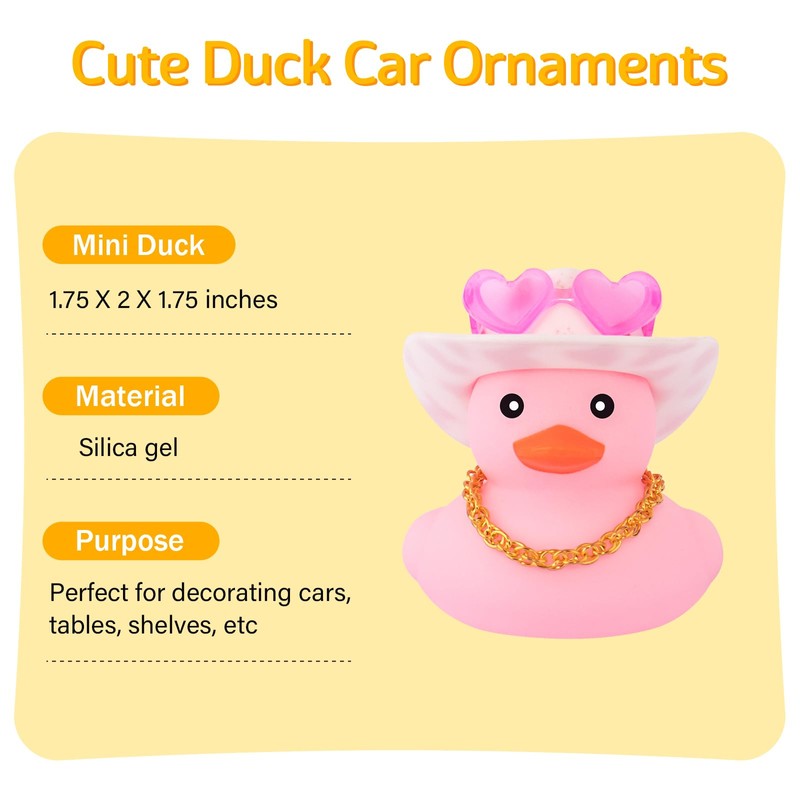 wonuu Pink Rubber Duck with Heart-Shaped Sunglasses Car Ducks Small