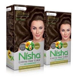Nisha Crème Permanent Hair Color | Hair Dye Dark Brown (pack of 2)