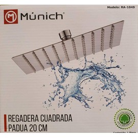 Regadera cuadrada padua 20cm/8 pulgadas Regadera Tipo Lluvia, marca: Múnich.