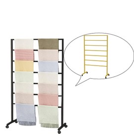 Gold Freestanding Metal Scarf Display Stand, Double-Sided Scarf Floor Standing Display Rack, Belt Shawl Hijab Organizer for Boutique Display, Commercial Home