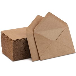WAIZHIUA Pack of 100 Kraft Paper Envelopes, 135 x 185 mm, High Quality 140 g/m², Recycled Envelopes, Brown, for Greeting Cards, Birthday Cards, Invitations