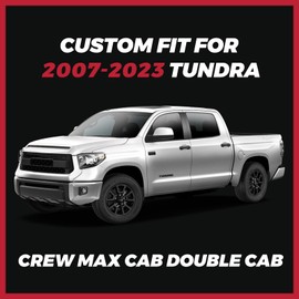 FREESOO Tundra 2 Front Seat Covers, Fit for Toyota Tundra 2007-2021 Crewmax Cab, Custom Truck Seat Covers with Waterproof Faux Leather BlackBlue