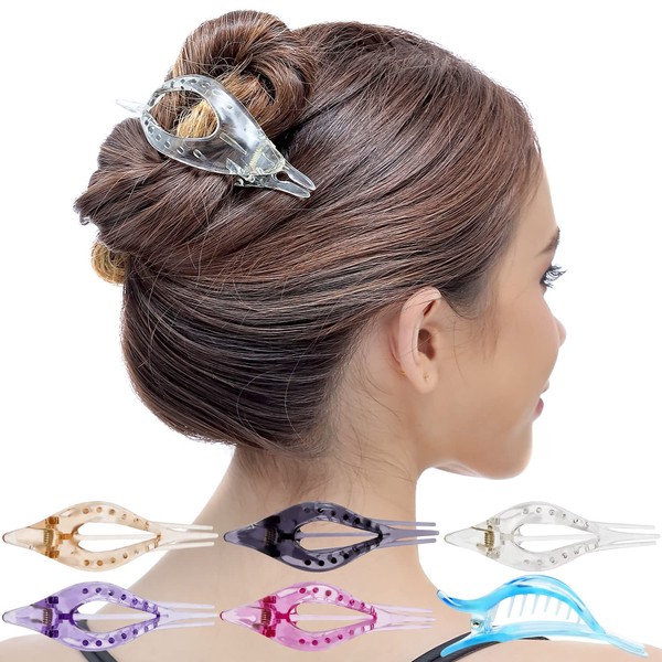 RC Roche Pack of 6 Oval Hair Clips, Curvy Elegant Side Hair Clip for Women, Medium, Transparent, Multi-Colour