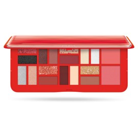 VERSAINSECT e-Up Palette L, 002 Red, 0.71 oz - 18 Pan Eyeshadow and Blush Palette, Matte, Shimmer, Metallic Finishes - Blendable Velvety Texture Blush Powder - Talc-Free - Eco-Friendly Packaging