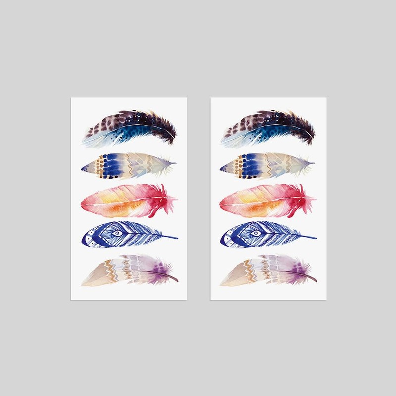 Oottati Waterproof 2 Sheets Small Cute Temporary Tattoo Stickers Colored