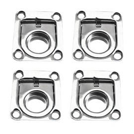 Marine City Stainless Steel 1-3/4 Inches × 1-1/2 Inches × 3/8 Inches Rectangular Recessed Spring-Loaded Flush Lifting Ring for Boat Hatch (4 Pcs)