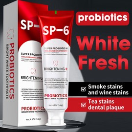 SP-6 Probiotic Whitening Toothpaste - Enhanced Formula with 6 Probiotics for Teeth Whitening and Gum Health - Enamel-Safe, Fluoride-Free, Fresh Mint Flavor,2 PCS