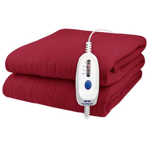 Pure Warmth Solid Flannel Electric Heated Warming Full Blanket -