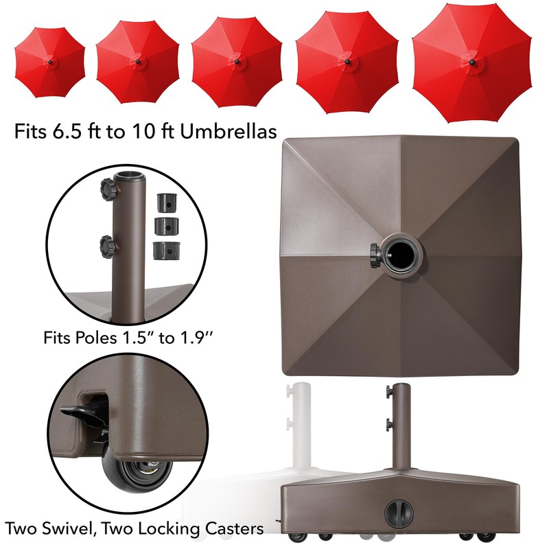 Casafield 131lb Capacity Fillable Mobile Umbrella Base, Heavy Duty Parasol