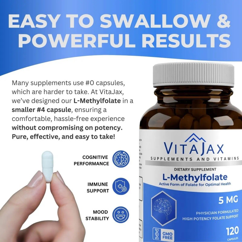 Vitajax L-metilfolato 5mg 120 Cpsulas Sin Gluten