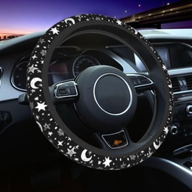 Funda para volante de luna y estrella, accesorios de automóvil, lindos para mujeres y niñas, universal, de neopreno de 15 pulgadas, decoración interior de automóvil, protector antideslizante para camión