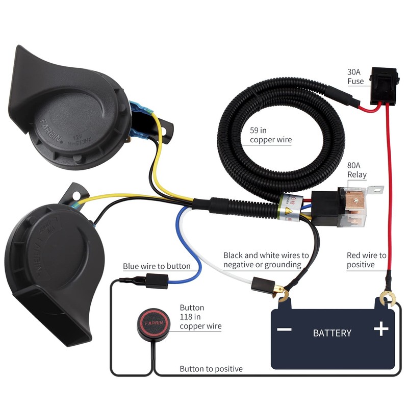 Car Horn 12V Truck Horn with Button Kit, Banhao Train