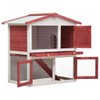 CHARMMA Outdoor Rabbit Hutch 3 Doors Red Wood-Red-14.81KG