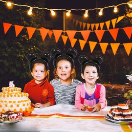 Mouse Ears Bow Inflatable Headband Birthday Party Favor Supplies and Mouse Themed costume Cosplay Decoration (Black 12 PCS with Pump)