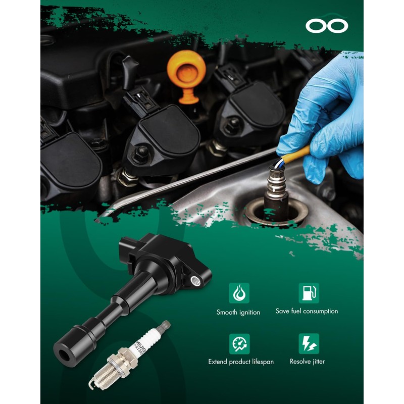 SCITOO 4 ignition coils with 4 iridium Spark Plugs for