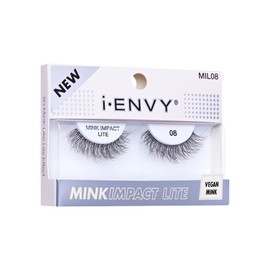 I-ENVY Mink Impact Lite - 100% 3D Mink-Like Vegan Lashes, Lightweight & Comfortable, Natural Fluffy, Invisible Band, All-Day Wear Undetectable False Eyelashes