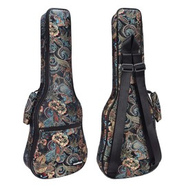 CLOUDMUSIC Ukulele Case Gig Bag Padded Backpack For Concert 23" Inch(Concert,Embroider Peacock Flowers)