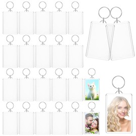 HOFURME 24 Pcs Photo Keychain 2 x 3 Inch Transparent Picture Keychain, Acrylic Photo Insert Keychain Blank Photo Insert Keyring DIY Personalize Favor Graduation Gift