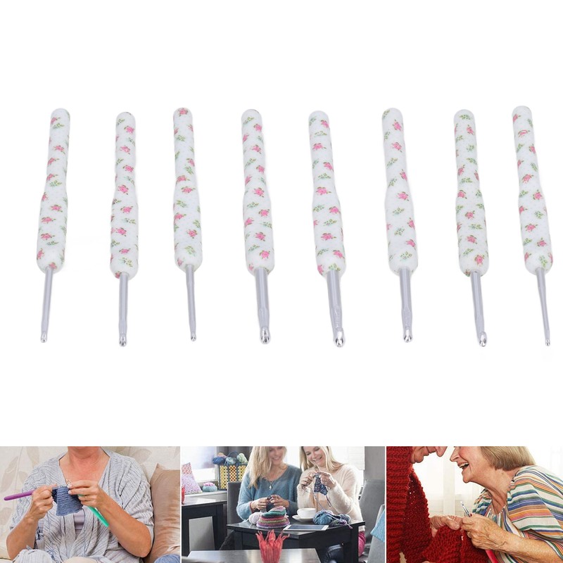 8pcs Crochet Hooks Ergonomic Design Comfortable Handle Easy Identification Compact